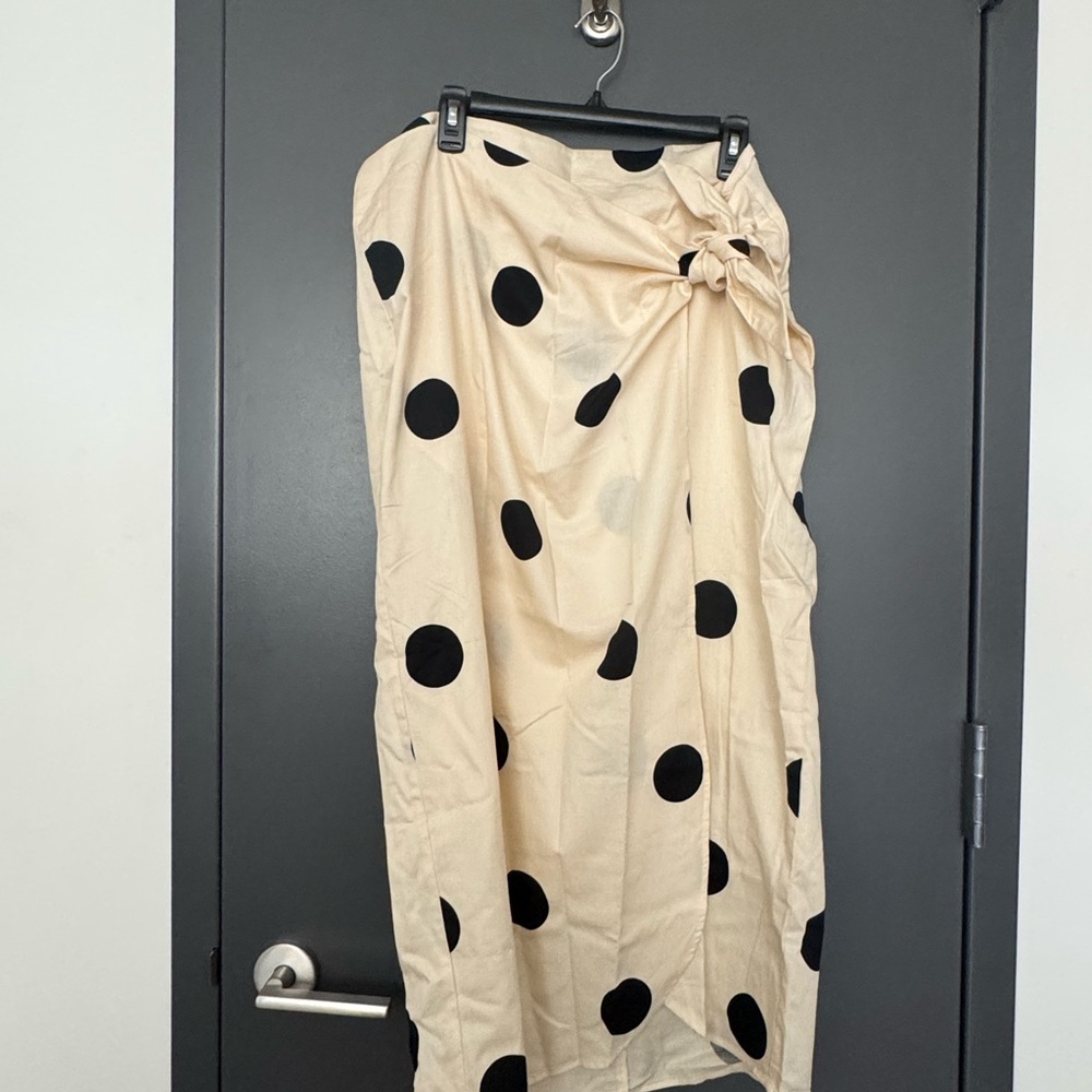 Future Collective Polka Dot Wrap Skirt - Cream and Black